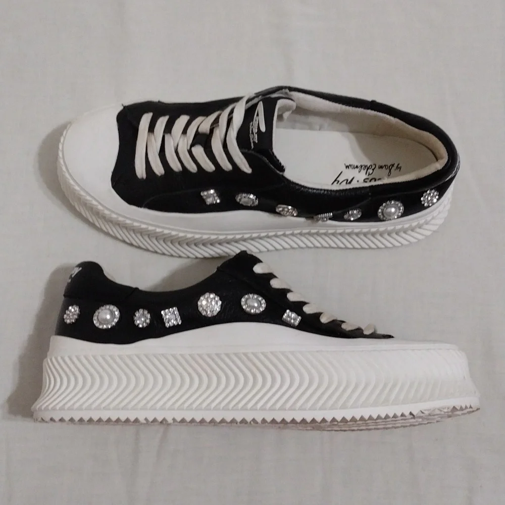 NEW Circus NY Sam Edelman Taelyn Rhinestone Platform Sneakers 9 Glam Streetwear